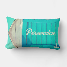 バケーションビーチフロントカバナターコイズホワイト ランバークッション