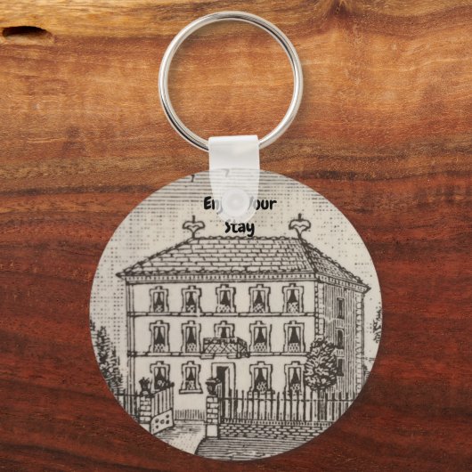 バケーションホームゲストウェルカムヴィンテージスケッチハウス キーホルダー (正面)
