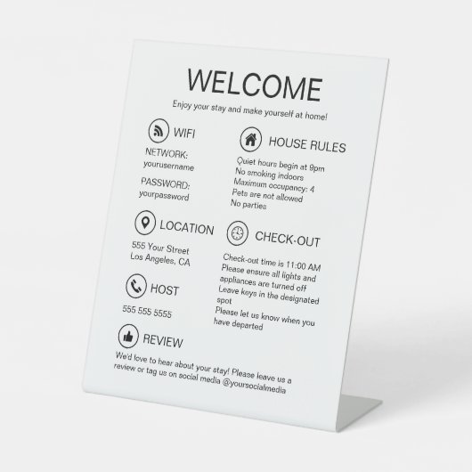 バケーションモダンレンタルホワイトゲスト情報 台座サイン (正面)