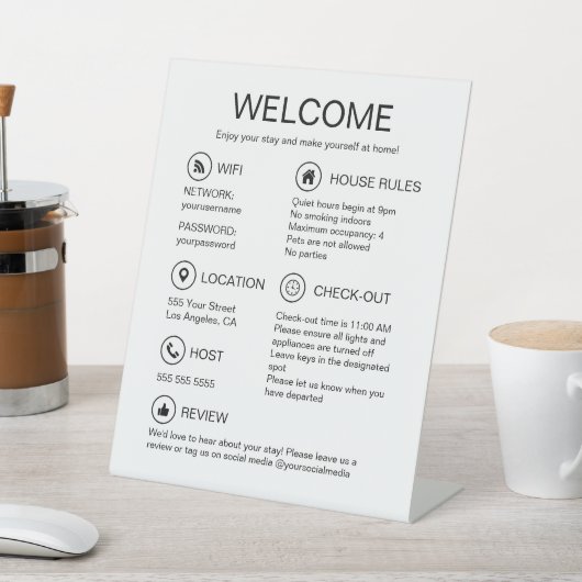 バケーションモダンレンタルホワイトゲスト情報 台座サイン (インサイチュ)