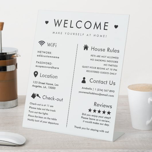 バケーションレンタルウェルカムゲストハウスルールサイン 台座サイン (インサイチュ)