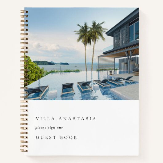 バケーションレンタルゲストフィードバックエレガントホワイトフォト ノートブック (正面)