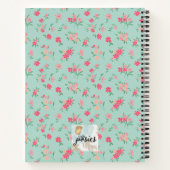 バケーションレンタルゲストブックミニピンクフラワーズティール(緑がかった色) ノートブック (裏面)