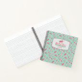 バケーションレンタルゲストブックミニピンクフラワーズティール（緑がかった色） ノートブック (内部)