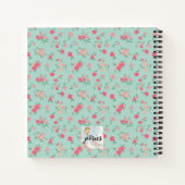 バケーションレンタルゲストブックミニピンクフラワーズティール（緑がかった色） ノートブック (裏面)