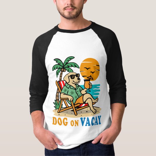 バケーション中の犬Tシャツ | かわいい夏 Tシャツ (正面)
