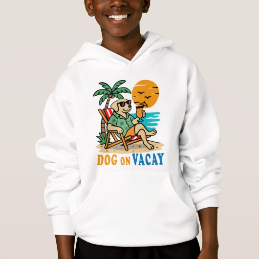 バケーション中の面白い犬Tシャツ | かわいい夏 (正面)