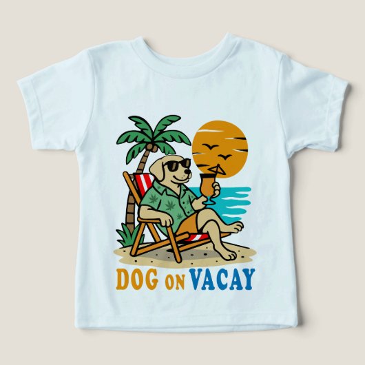 バケーション中の面白い犬Tシャツ | かわいい夏 (デザイン正面)