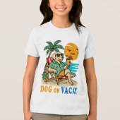 バケーション中の面白い犬Tシャツ | かわいい夏 トライブレンドＴシャツ (正面)