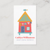 バケーション実在エステート写真QRコードおもしろいビーチハウス 名刺 (正面)