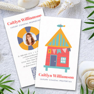 バケーション実在エステート写真QRコードおもしろいビーチハウス 名刺