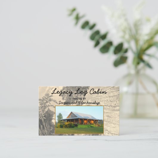 バケーション素朴レンタルカスタム写真テンプレート 名刺 (スタンド正面)