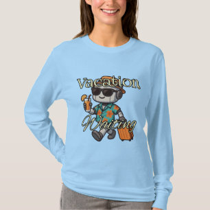 バケーション・ウェイティング   かわいいロボット レディース長袖Tシャツ Tシャツ