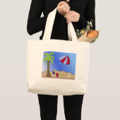 バケーション ビーチ シーン ラージトートバッグ (正面(商品))
