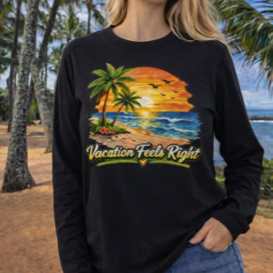 バケーション・フィールズ・ライト・トロピカルビーチ・ロングスリーブUSA Tシャツ