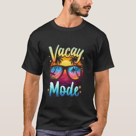 バケーション・モード 休暇 ビーチ 日没 Tシャツ (正面)