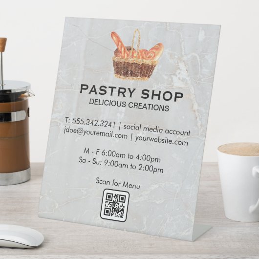 バゲットのバスケット |カフェ 台座サイン (インサイチュ)