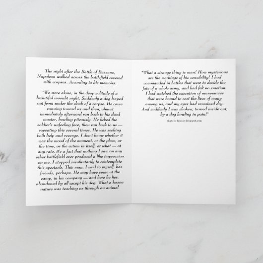 バサインスパイアノの戦いの後の犬のナポレオン カード (内部)