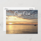 バザール湾に浮かぶ美しいケープコッドの夕日 ポストカード (正面/裏面)