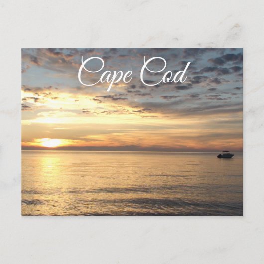 バザール湾に浮かぶ美しいケープコッドの夕日 ポストカード (正面)