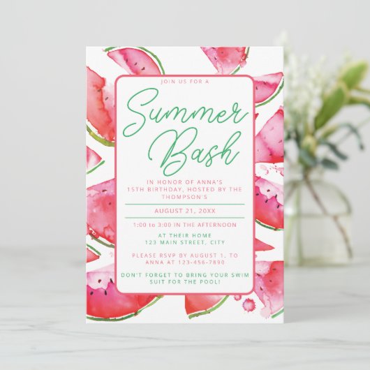 バシャバシャサマー祭りプールパーティーの招待状 招待状 (スタンド正面)