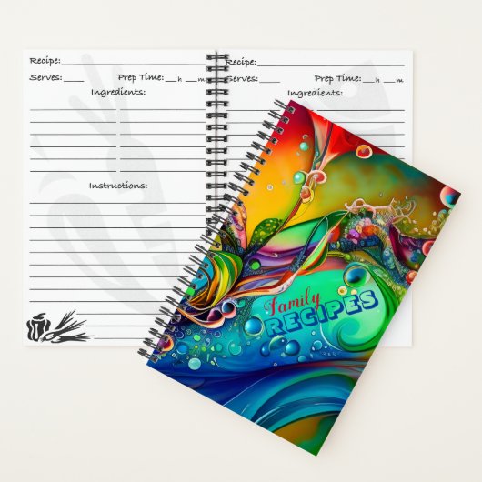 バシャ！ カラフルな泡 抽象的なレシピ ノートブック (内側)
