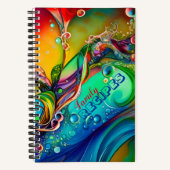 バシャ！ カラフルな泡 抽象的なレシピ ノートブック (正面)