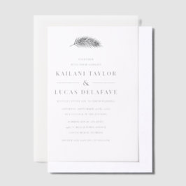 バシンプルイアモダンミニマルパーム結婚リーフ ベラム紙招待状