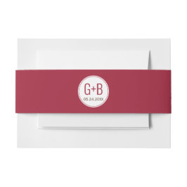 バシンプルグエレガントガン赤イニシャル結婚ズ 招待状ベリーバンド