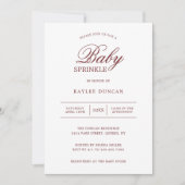 バシンプルルガンディホワイト男女兼用ベビー散布 招待状 (正面)