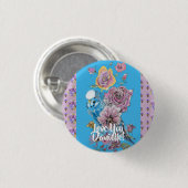 バジウータカラーフローラ女子レディースキュートバッジ 缶バッジ (正面&裏面)