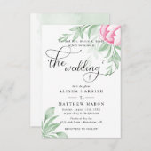 バジェッシンプルトユーカ葉リズグリーン結婚リーズ 招待状 (正面/裏面)