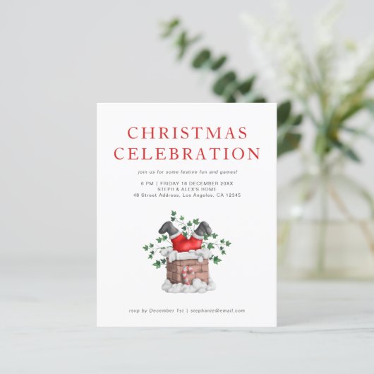 バジェットおもしろいサンタクリスマスパーティの招待状 (スタンド正面)