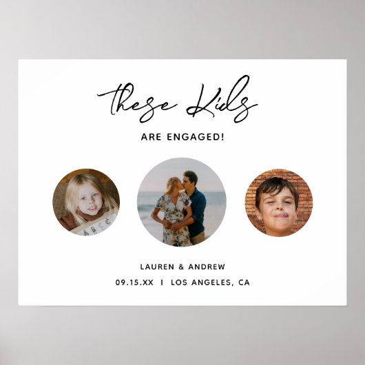 バジェットおもしろいフォト婚約パーティウェルカムサイン ポスター (正面)