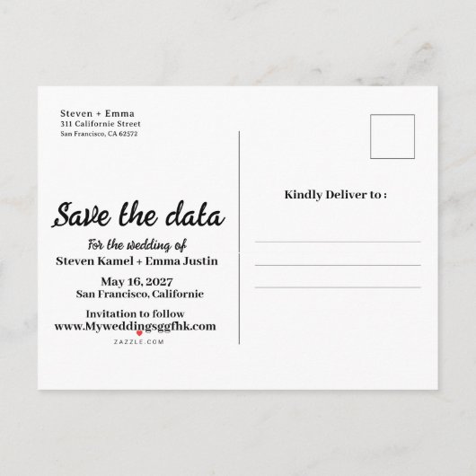 バジェットおもしろいフリー飲み物結婚式の日付を保存 案内ポストカード (裏面)