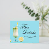 バジェットおもしろいフリー飲み物結婚式の日付を保存 案内ポストカード (スタンド正面)
