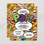 バジェットおもしろいポップ・アートの準備Baby Shower招待状 (正面/裏面)
