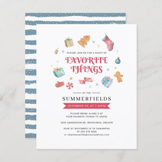 バジェットお気に入りのクリスマスツホリデーズ招待状 (正面/裏面)