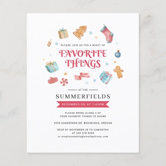 バジェットお気に入りのクリスマスツホリデーズ招待状 (正面)