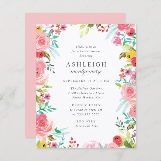 バジェットお洒落ウォーターカラーリースブライダルシャワー (正面/裏面)