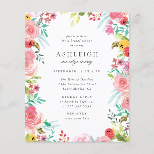 バジェットお洒落ウォーターカラーリースブライダルシャワー (正面)