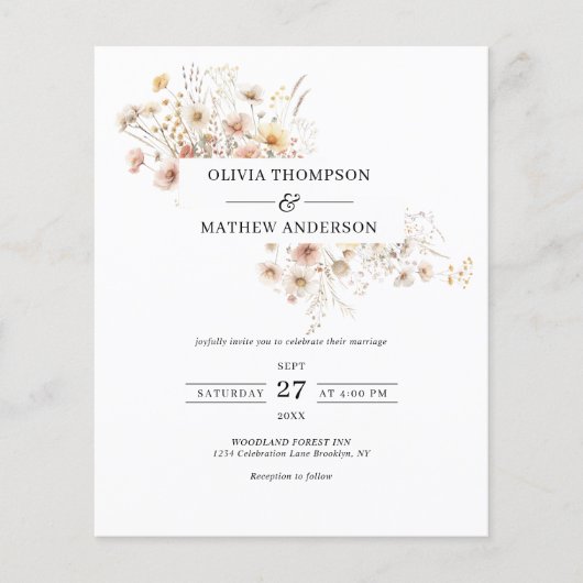 バジェットお洒落メドウワイルドフラワーフレーム結婚ズ (正面)