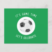 バジェットかわいいサッカー写真緑2歳の誕生日招待状 (裏面)