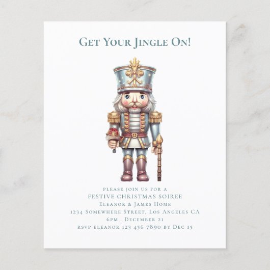 バジェットかわいいナツクラッカークリスマスパーティー招待状 (正面)