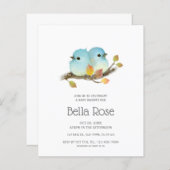 バジェットかわいいブルーバードベビーシャワー招待状 (正面/裏面)