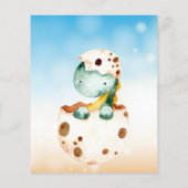 バジェットかわいいベビー恐竜の誕生日パーティーの招待 (裏面)