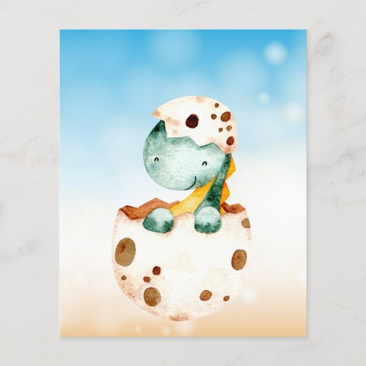 バジェットかわいいベビー恐竜の誕生日パーティーの招待 (裏面)