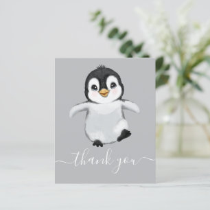 バジェットかわいいペンギン赤ちゃんシャワーサンキューカード
