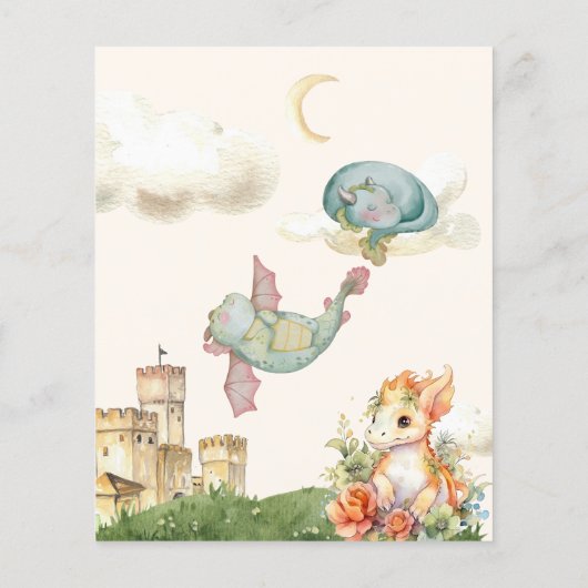 バジェットかわいい水の色ドラゴンベビー1st誕生日 チラシ (裏面)