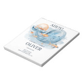 バジェットかわいい水色クジラ誕生日招待状 ノートパッド (回転)